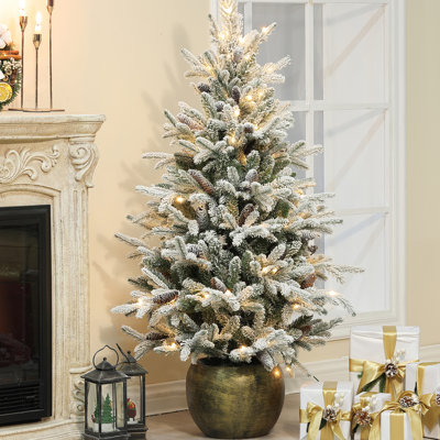 H BOUTIQUE 3.22 ft H Gold Christmas Tree with Ball Ornaments | Wayfair
